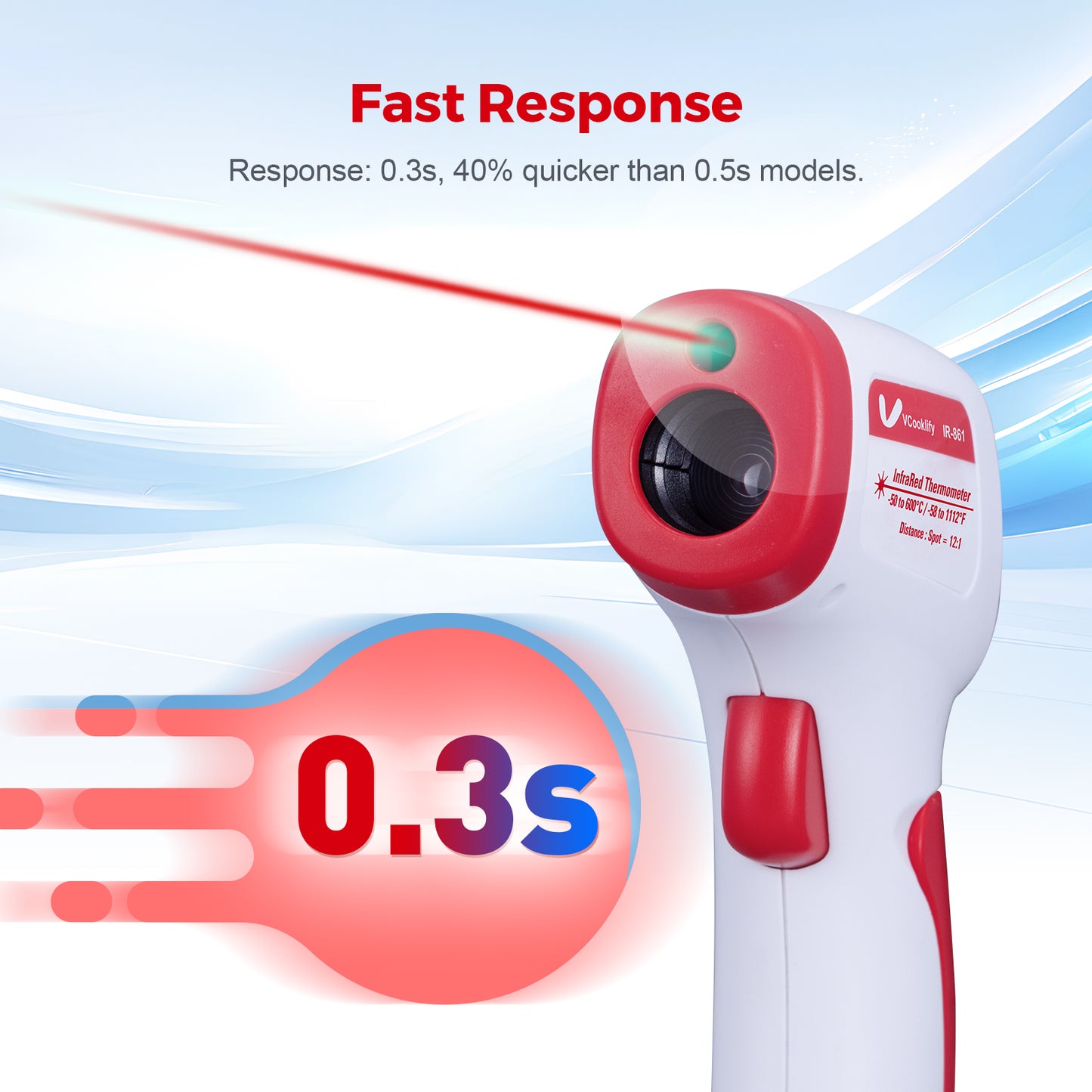 Vcooklify IR-861 Infrared Thermometer Non-Contact Digital Laser Temperature Gun