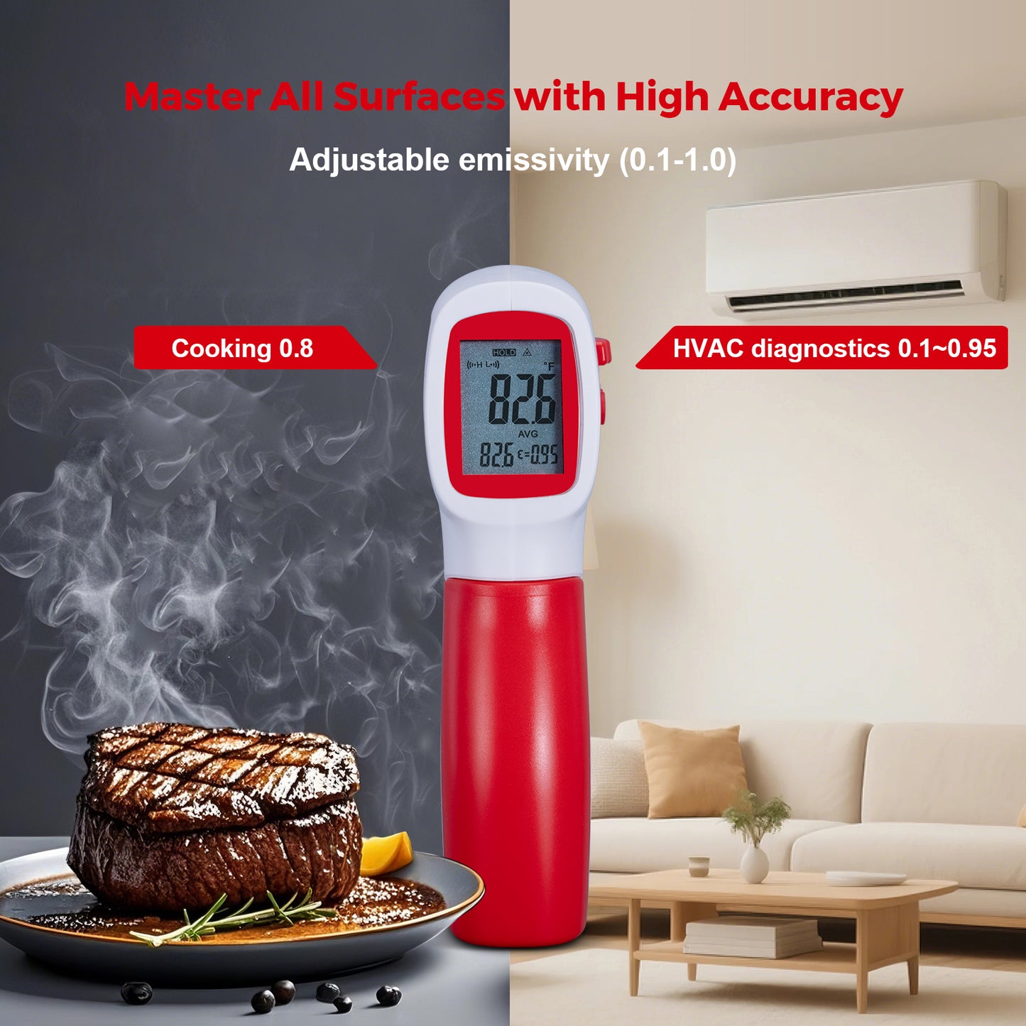 Vcooklify IR-861 Infrared Thermometer Non-Contact Digital Laser Temperature Gun