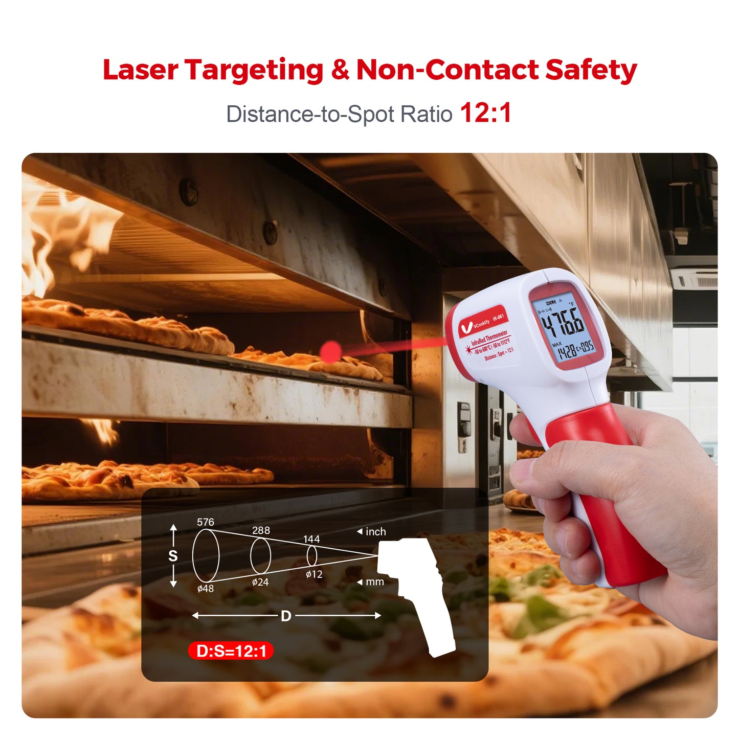 Vcooklify IR-861 Infrared Thermometer Non-Contact Digital Laser Temperature Gun