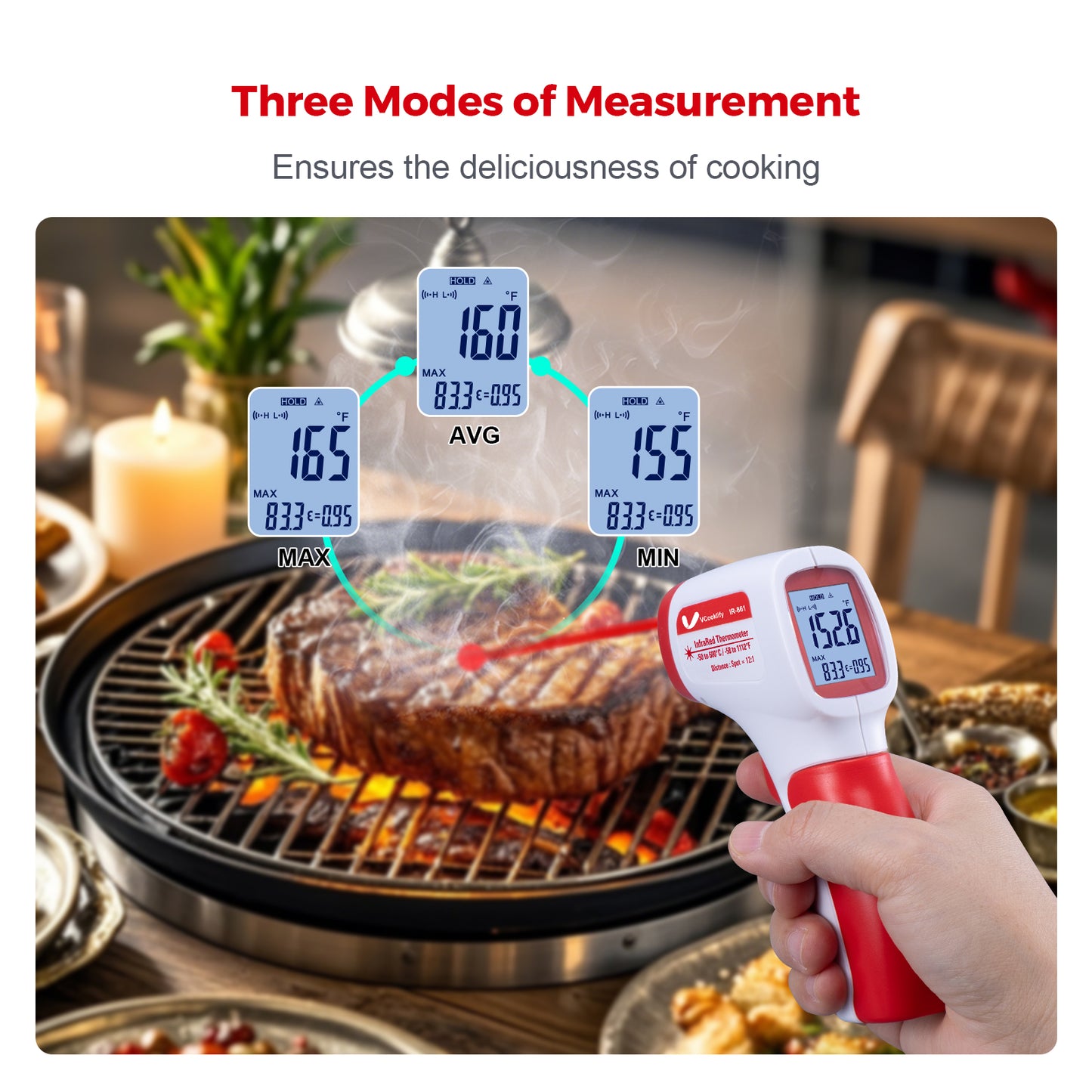 Vcooklify IR-861 Infrared Thermometer Non-Contact Digital Laser Temperature Gun