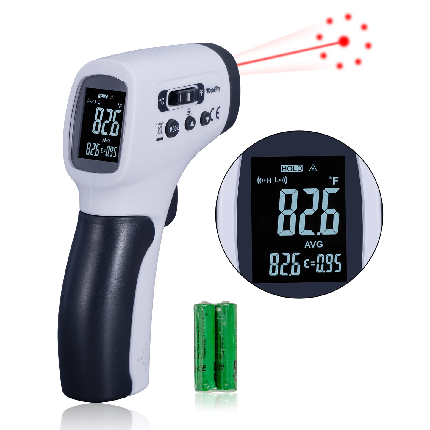 Vcooklify IR-865 Infrared Thermometer High-Precision Non-Contact Digital Temp Gun