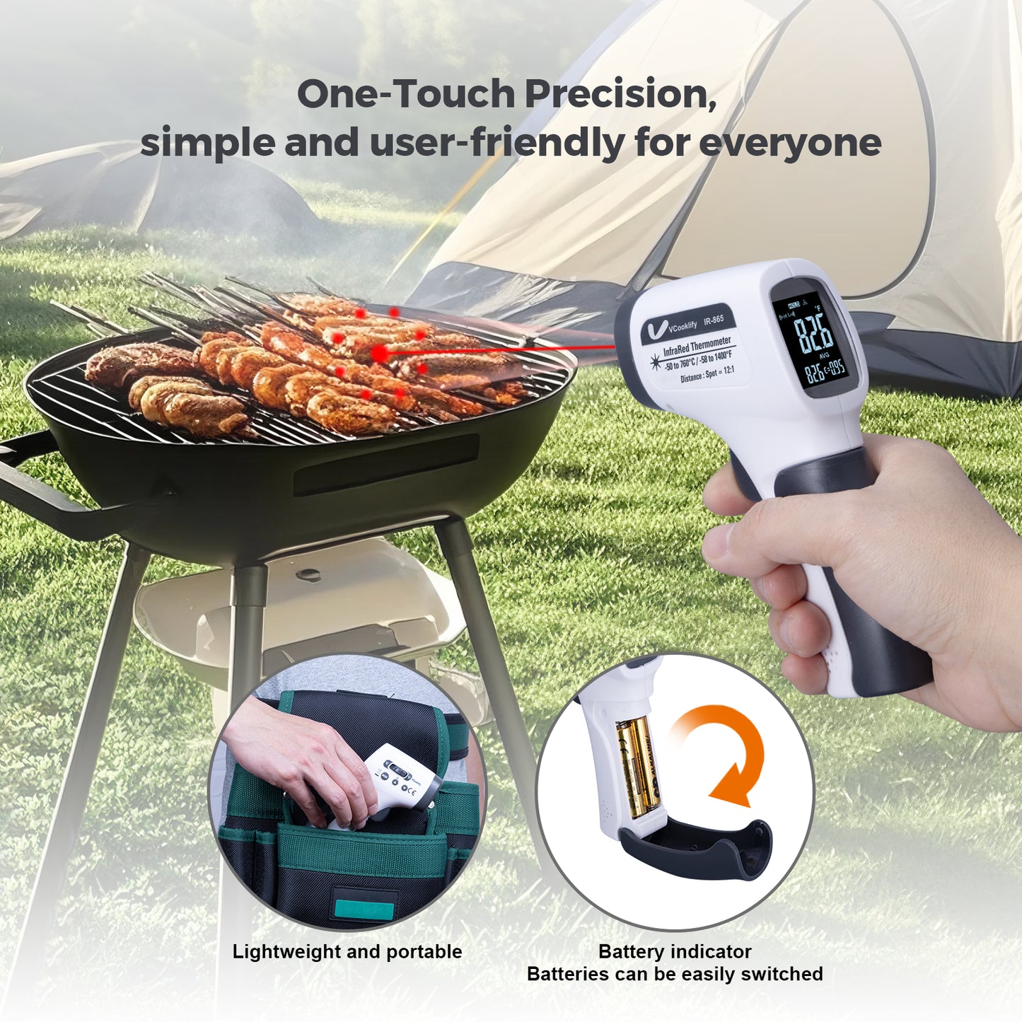 Vcooklify IR-865 Infrared Thermometer High-Precision Non-Contact Digital Temp Gun