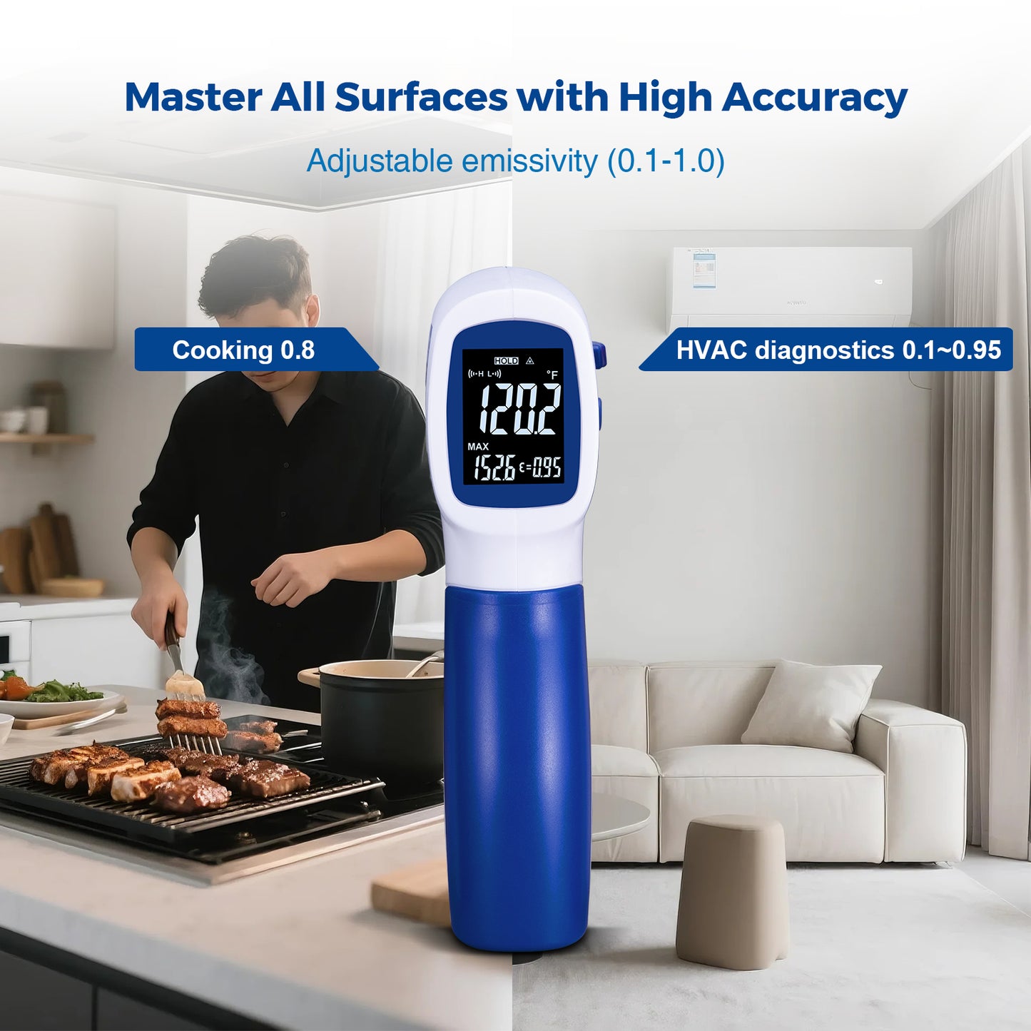 Vcooklify IR-869 High-Precision Infrared Thermometer Non-Contact Digital Temperature Gun